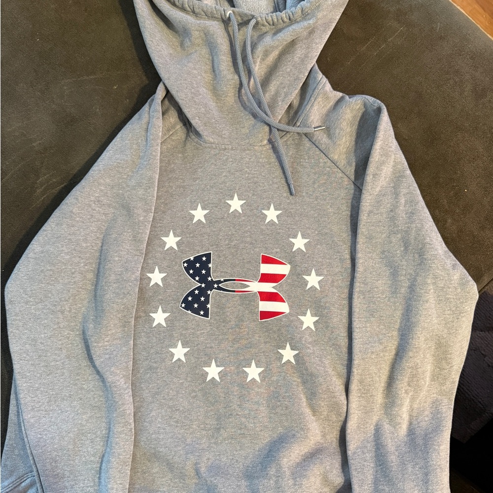 Under Armour Gray Hoodie with American Flag Logo